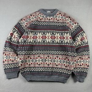 Vintage Winter Nordic Knit Sweater Adult Large Christmas Holiday Festive